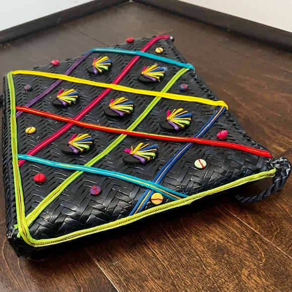 Vintage Handwoven Crossbody Bag or Shoulder Bag with Multicolor Embellishments - Picture 9 of 9